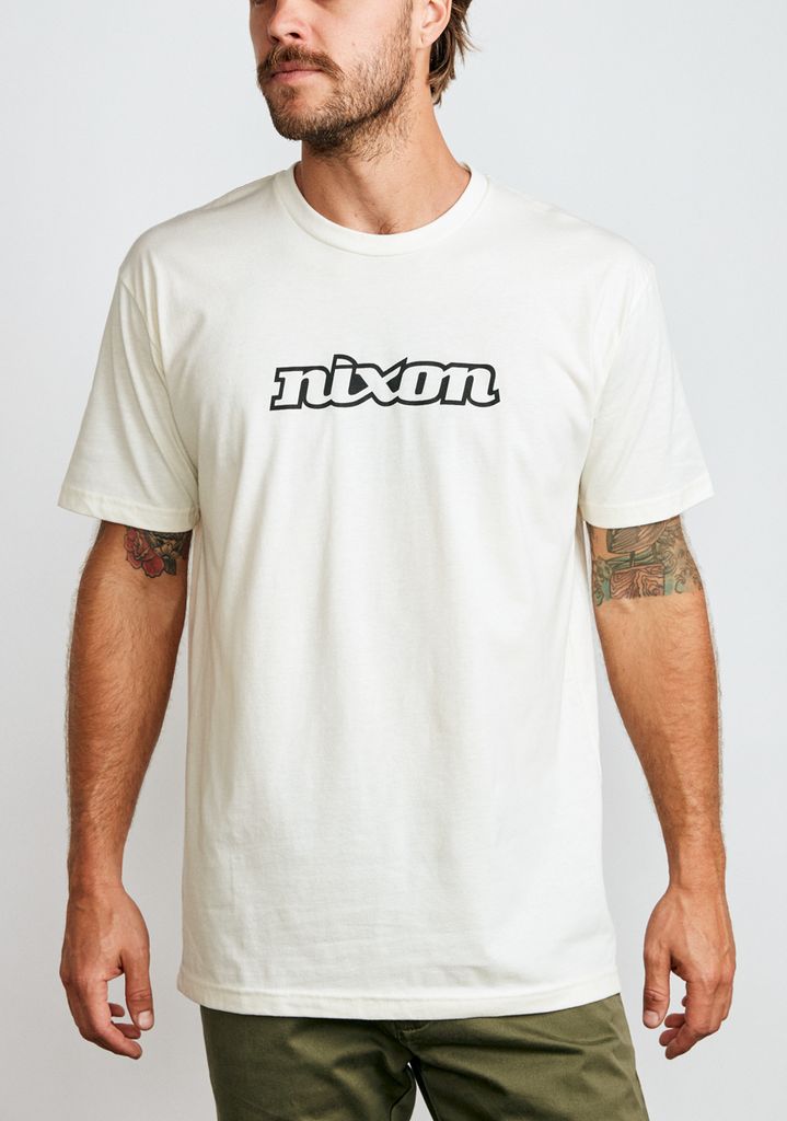 Beige / Black Apparel Nixon OG Script Eco-Repreve® T Shirts | 196ROQZJE