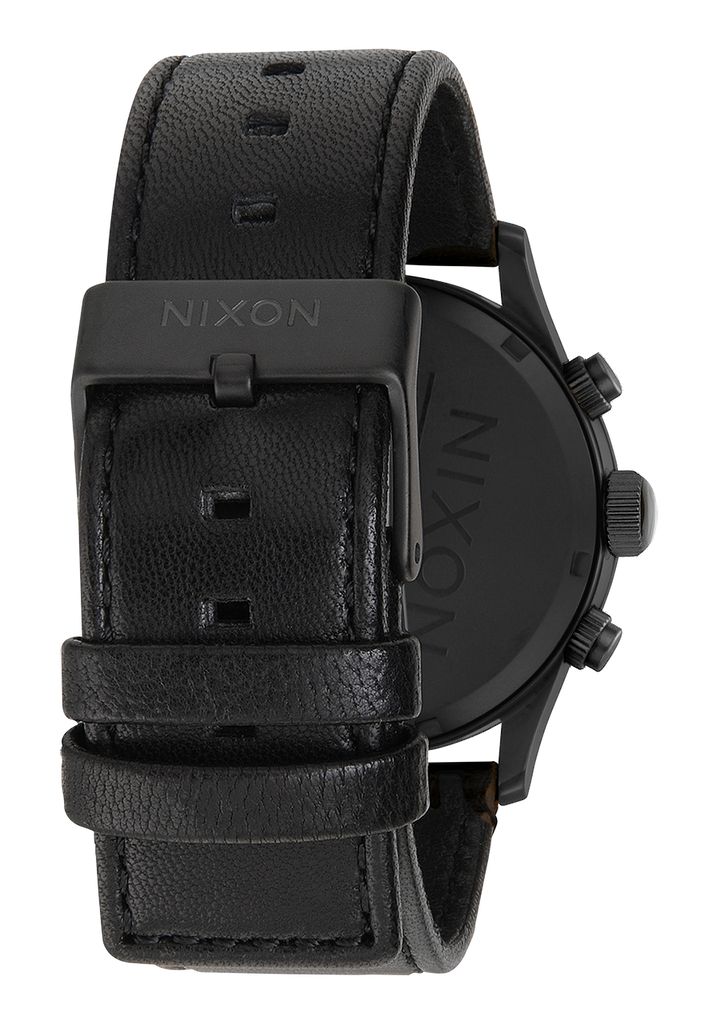 Black / Gold / Black Watches Nixon Sentry Chrono Leather Watches | 582WXOPZE