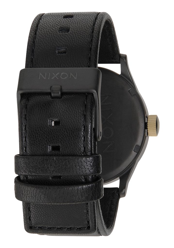 Black / Gold Watches Nixon Sentry Leather Watches | 037IDEHQJ