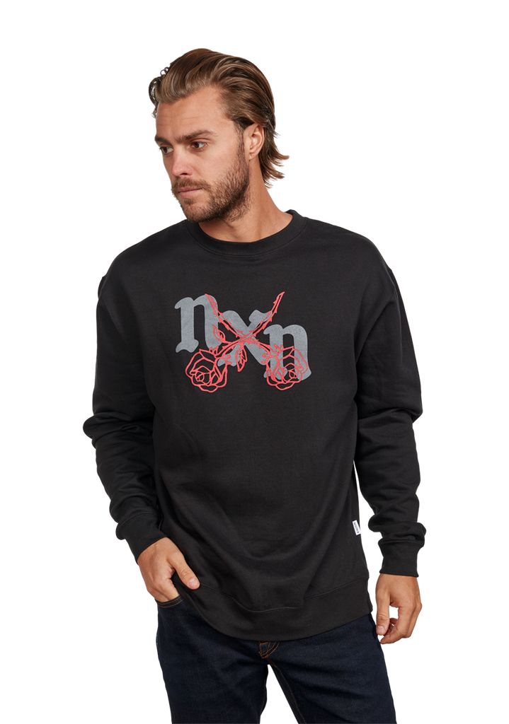 Black / Red Apparel Nixon Rosas Crew Sweatshirt | 430KRVQUM