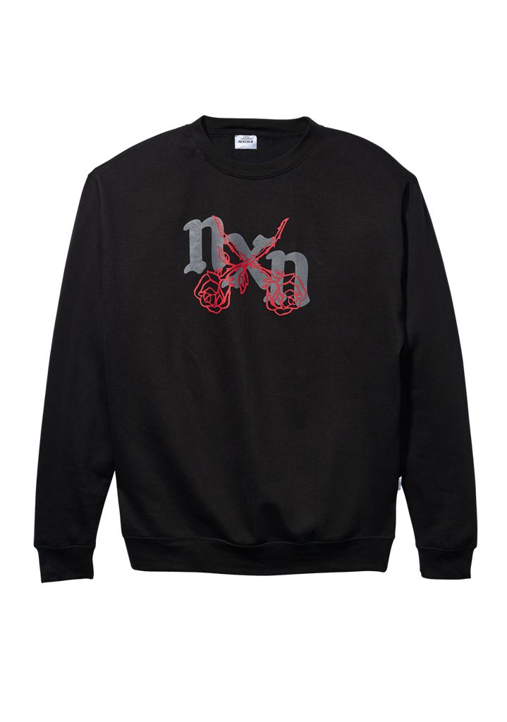 Black / Red Apparel Nixon Rosas Crew Sweatshirt | 430KRVQUM