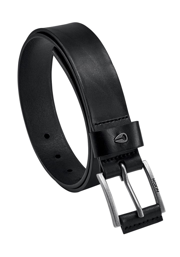 Black / Silver Accessories Nixon Americana Leather Belts | 610SRYXED