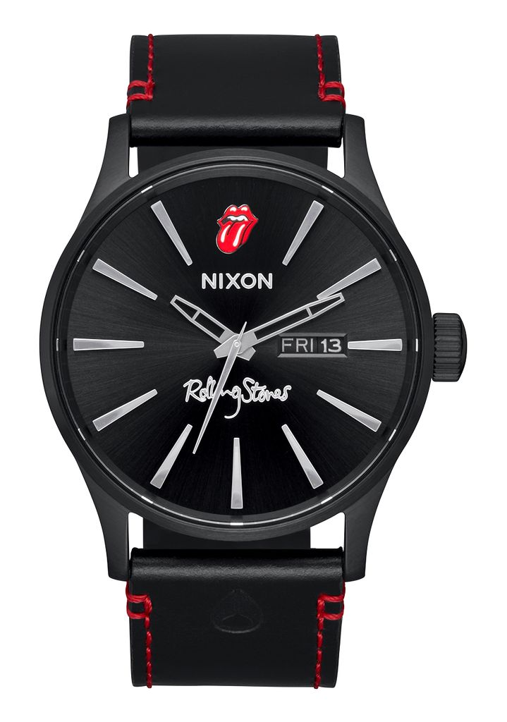 Black Watches Nixon Rolling Stones Sentry Leather Watches | 407ZOLUTM