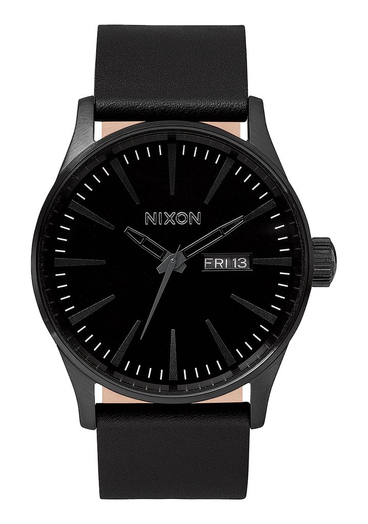 Black Watches Nixon Sentry Leather Watches | 962MOXBWG