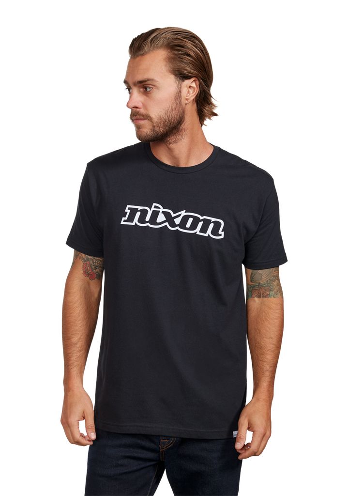 Black / White Apparel Nixon OG Script Eco-Repreve® T Shirts | 329IRCBHJ