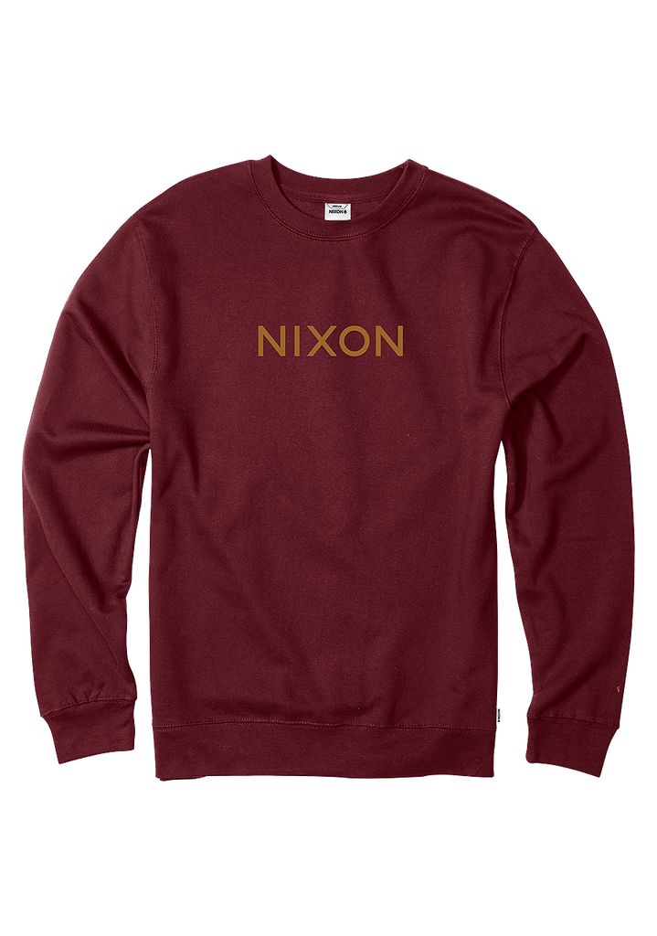 Burgundy Apparel Nixon Wordmark Crew Sweatshirt | 043ISJPQV