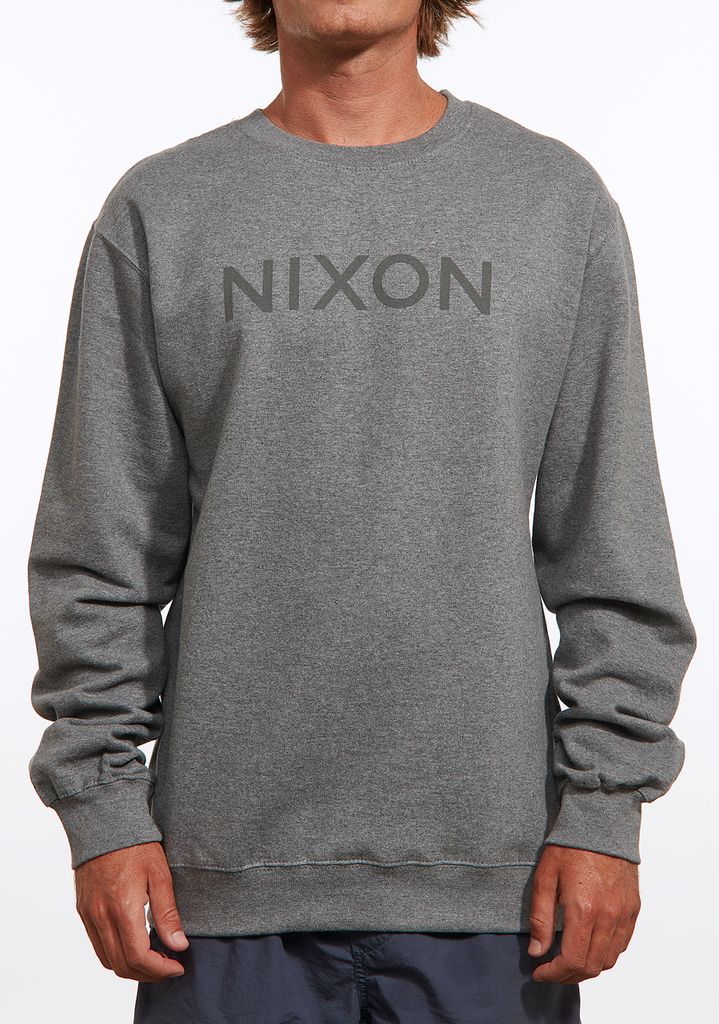 Dark Grey Apparel Nixon Wordmark Crew Sweatshirt | 573BUIOLE