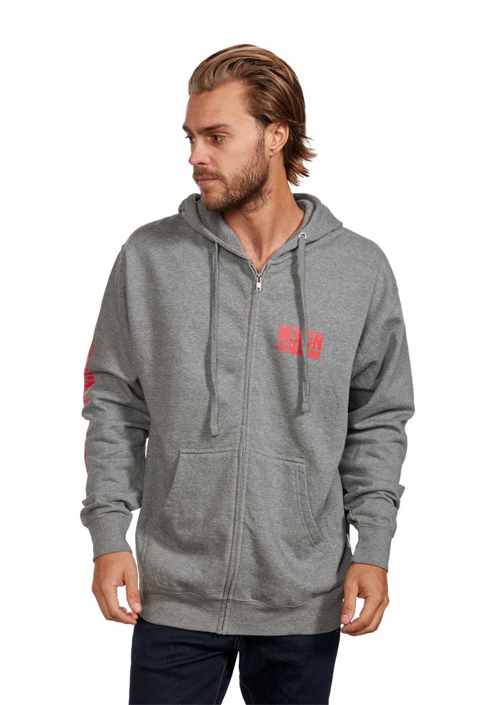 Dark Grey / Red Apparel Nixon Track Zip Hoodie | 917KYITCE