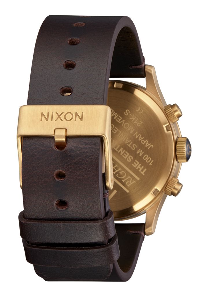 Gold / Black Watches Nixon Sentry Chrono Leather Watches | 237ATJBOF