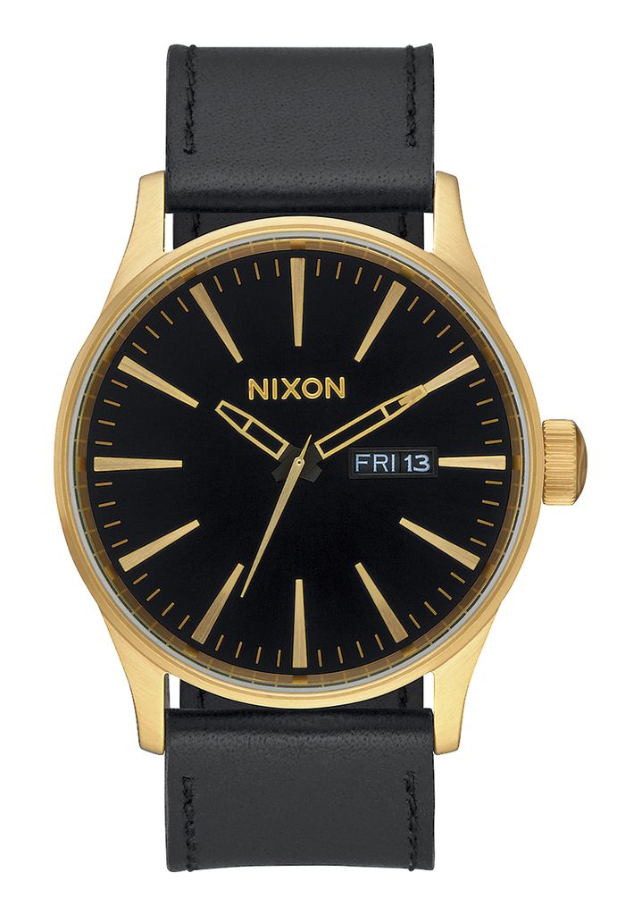 Gold / Black Watches Nixon Sentry Leather Watches | 260DNLWXZ