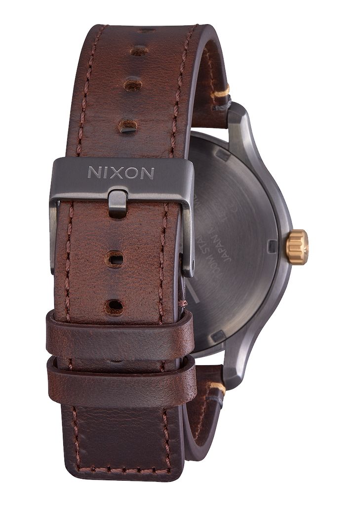 Grey / Gold Watches Nixon Patrol Leather Watches | 016RSETMN