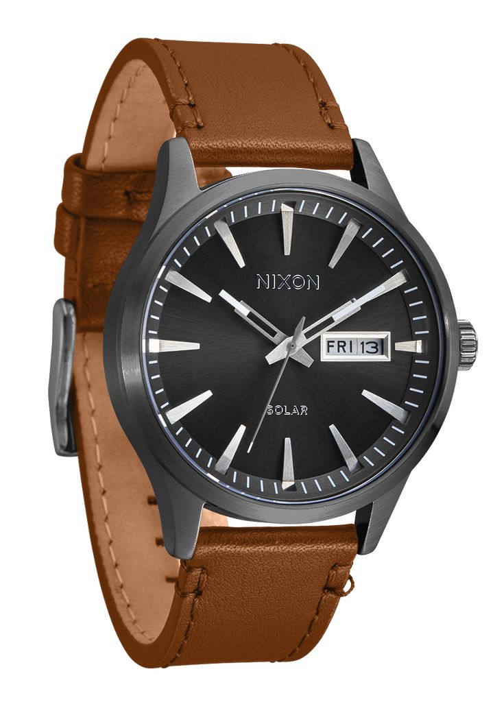 Grey Watches Nixon Sentry Solar Leather Watches | 528CAHIZL