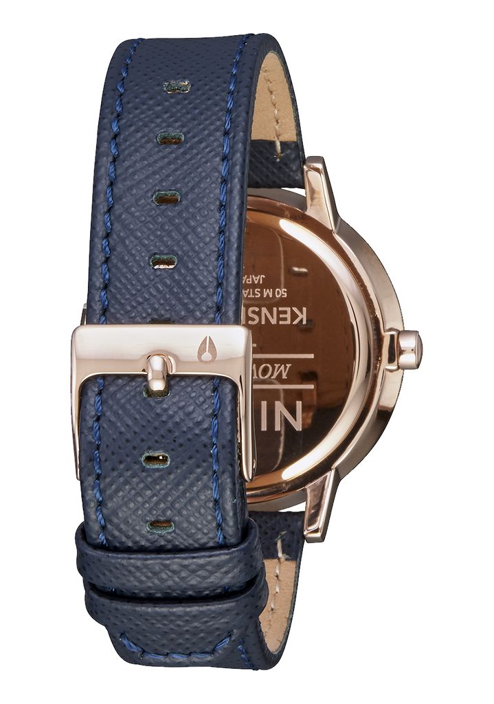 Navy / Rose Gold Watches Nixon Kensington Leather Watches | 736DGAXUR