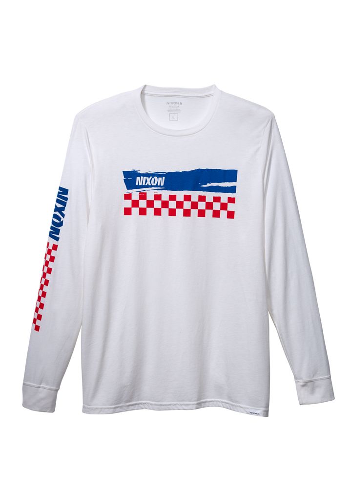 White / Navy Apparel Nixon Circuit Long Sleeve Repreve® Sweatshirt | 423PFMSUN