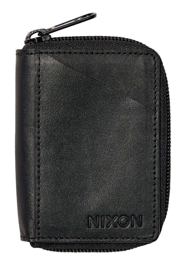 Black Accessories Nixon Orbit Zip Card Leather Wallets | 758OKFSZJ