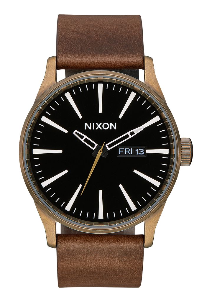 Black / Brown Watches Nixon Sentry Leather Watches | 714JNCFDU