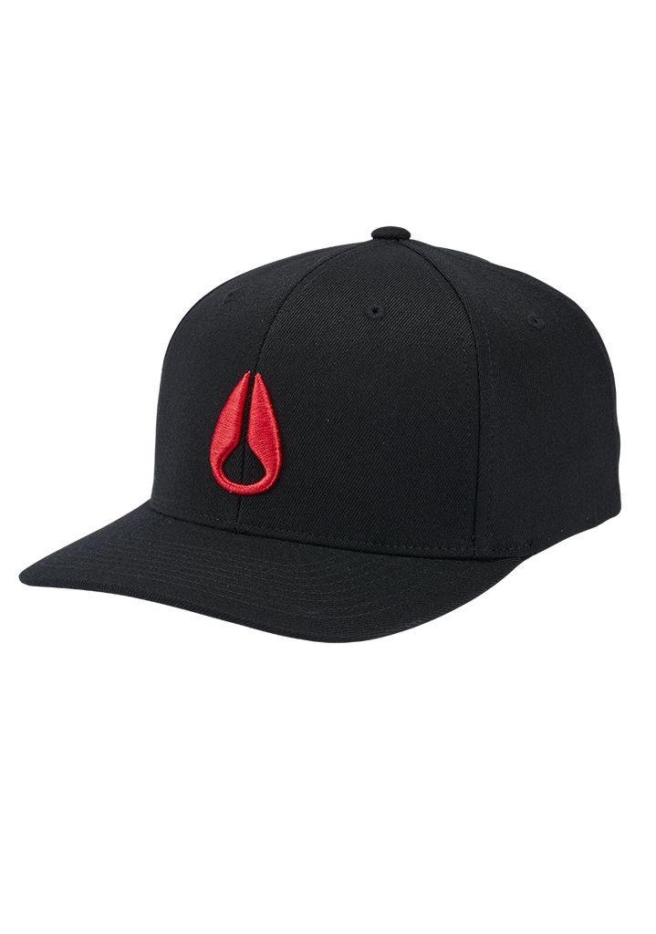 Black / Red Accessories Nixon Deep Down Flexfit Athletic Fit Hats | 953GXLHMB