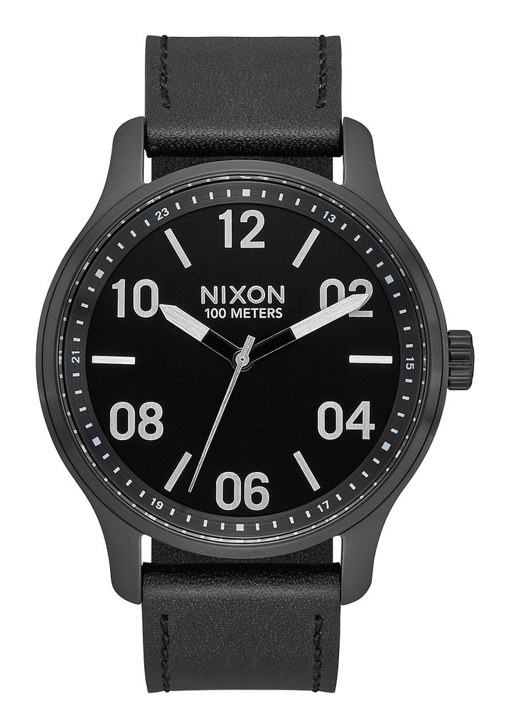 Black / Silver / Black Watches Nixon Patrol Leather Watches | 086ZDOJNQ