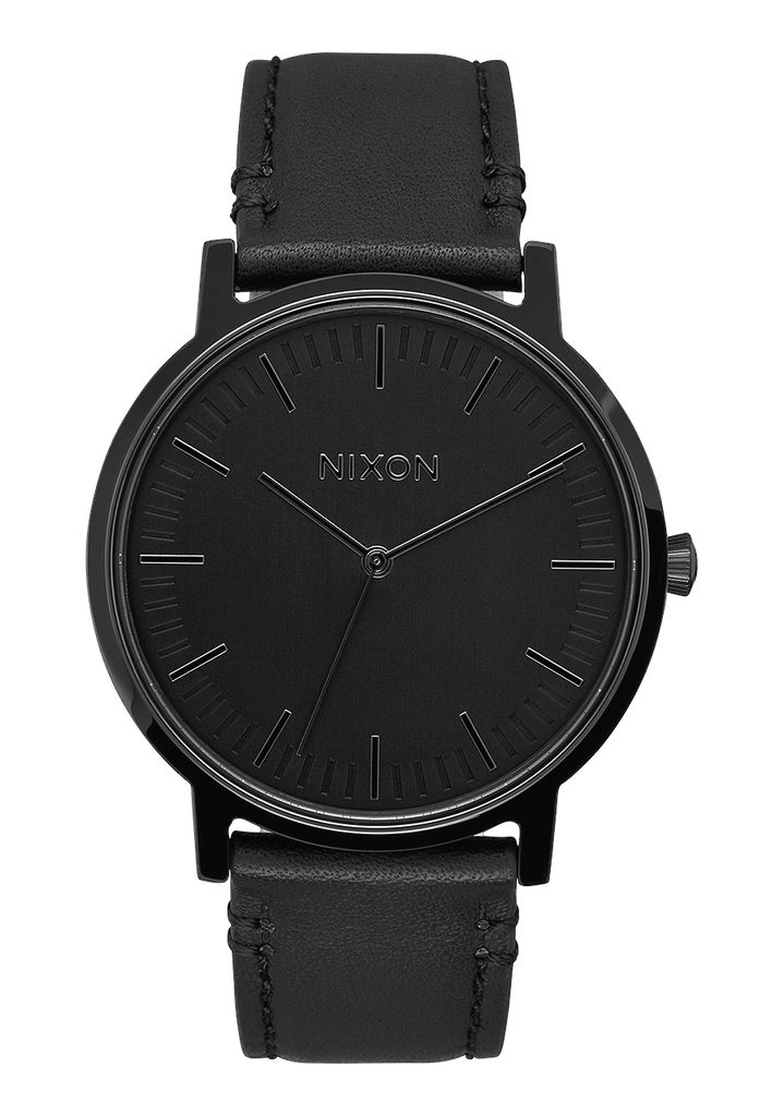 Black Watches Nixon Porter Leather Watches | 529KGIYVS