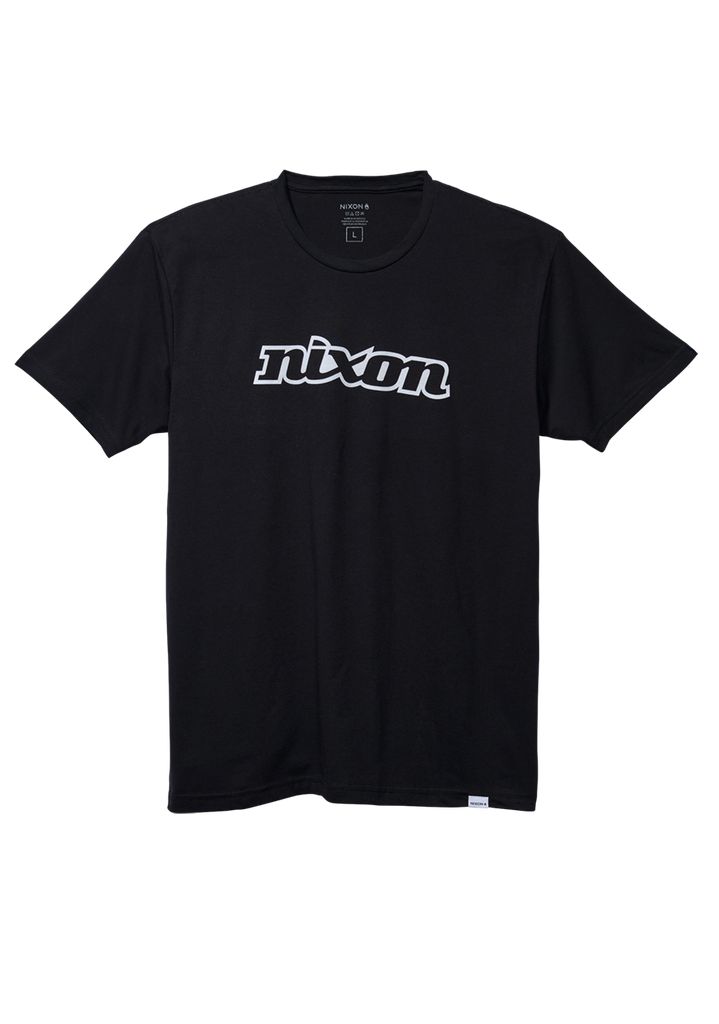 Black / White Apparel Nixon OG Script Eco-Repreve® T Shirts | 329IRCBHJ