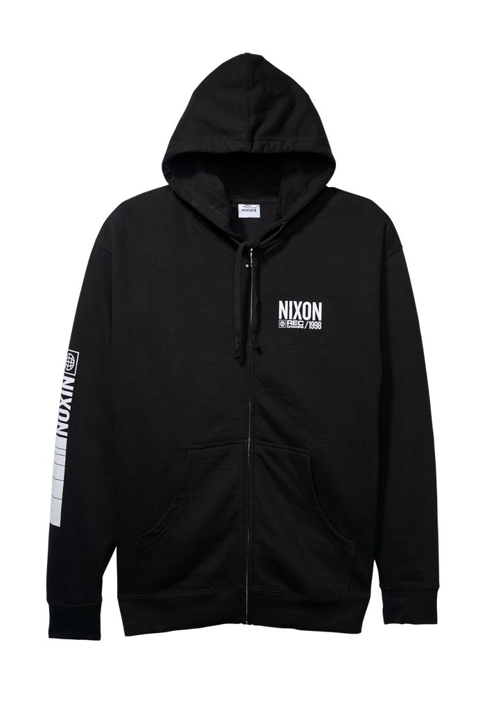 Black / White Apparel Nixon Track Zip Hoodie | 643WOVNUT