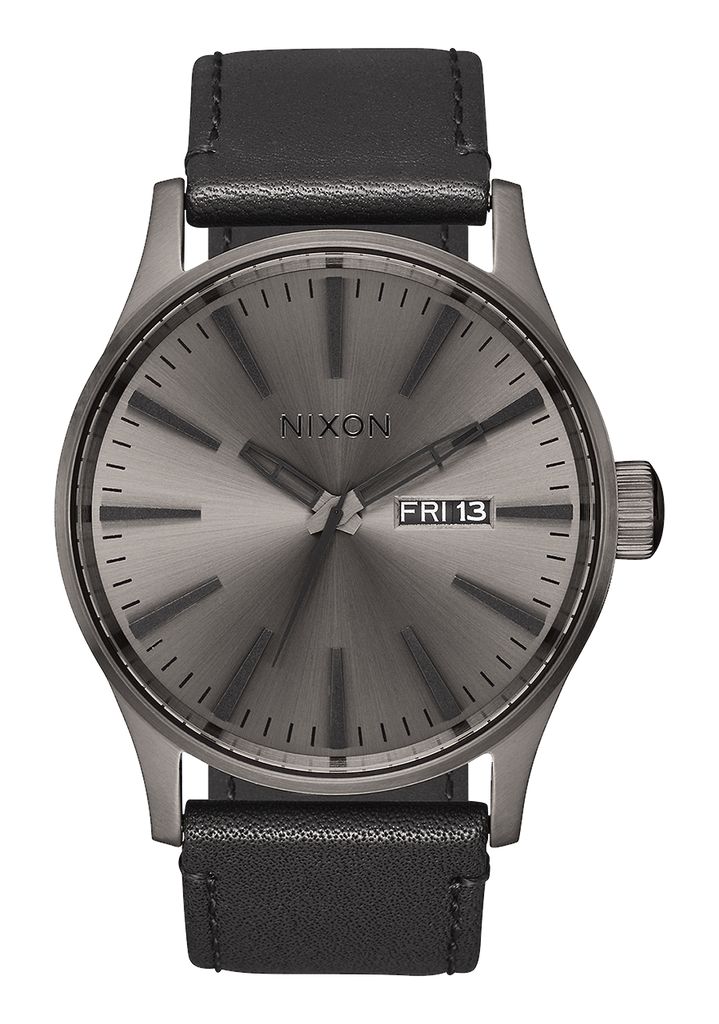 Grey / Black Watches Nixon Sentry Leather Watches | 714OBQGTV