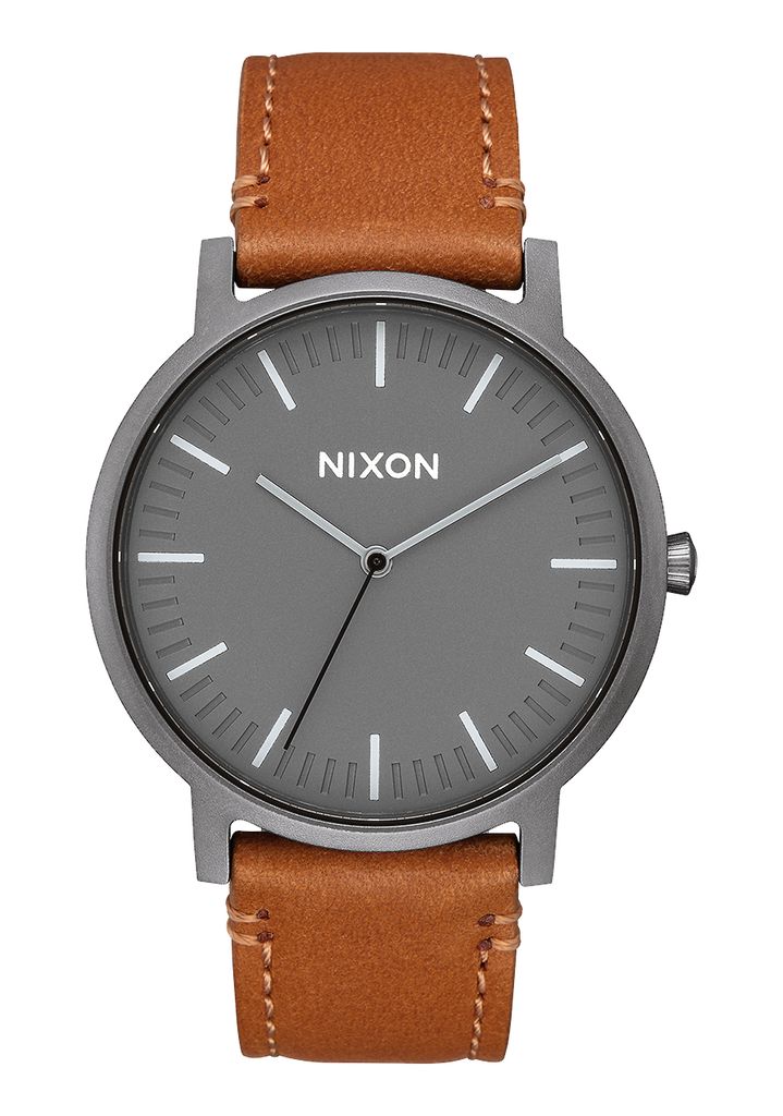 Grey / Grey Brown Watches Nixon Porter Leather Watches | 628MGLHEK