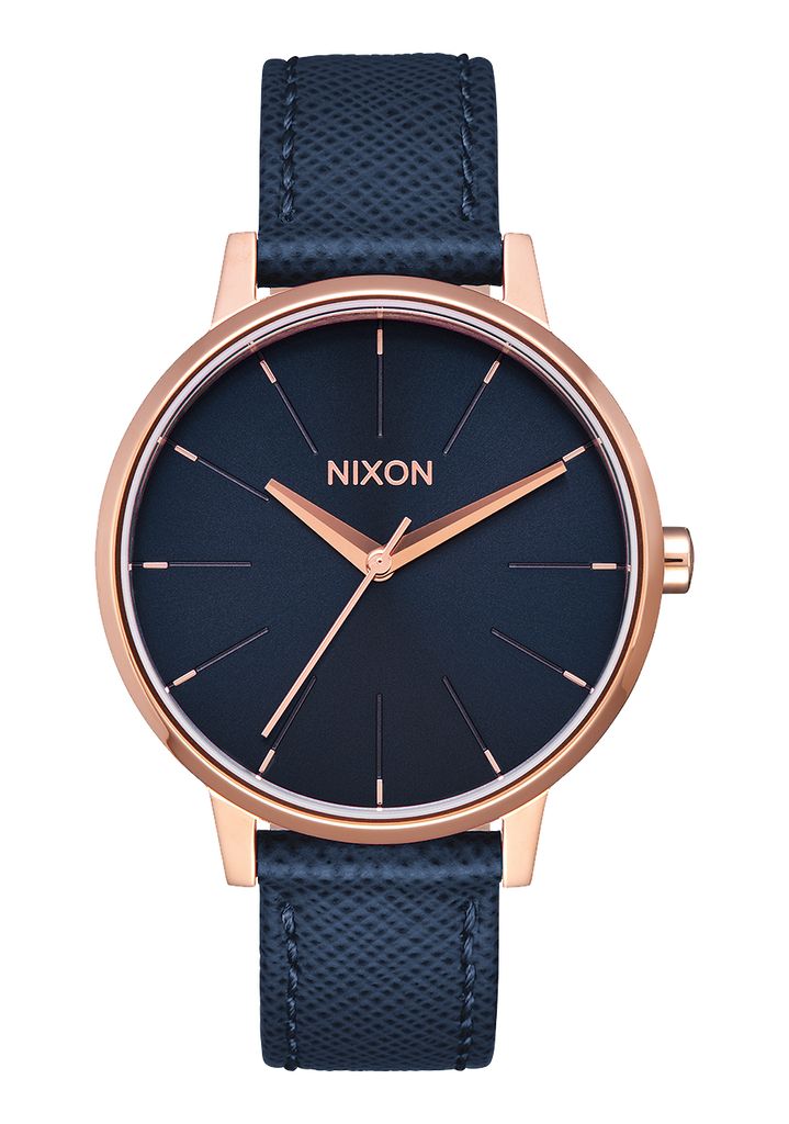 Navy / Rose Gold Watches Nixon Kensington Leather Watches | 736DGAXUR